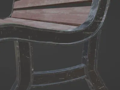 Old Bench Low-poly 3D model