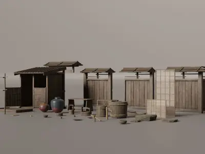 Japanese Props - Furniture Low-poly 3D model