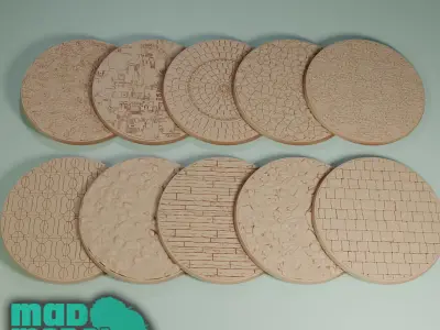 60 BASES - VARIOUS SIZES - GROUP A - DND character bases 3D print model