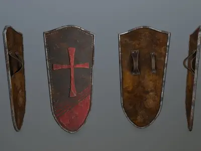 shield set 3 greek warrior Low-poly 3D model