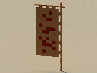 Low Poly Japanese Traditional Flags Low-poly 3D model