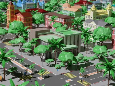 City 3 Asian Low-poly 3D model
