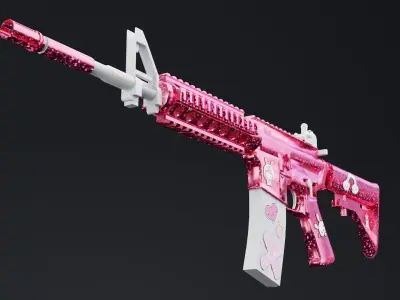 Kawaii M4A4 Rifle Low-poly 3D model