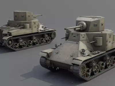 M2A1 Medium Tank Low-poly 3D model