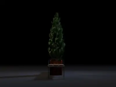 Bench with potted plant 3D model