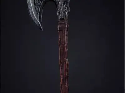 Ancient Runic Battle Axe Low-poly 3D model