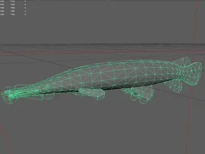Gar fish Low-poly 3D model