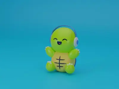 Cute Turtle cartoon 3D blender Low-poly 3D model