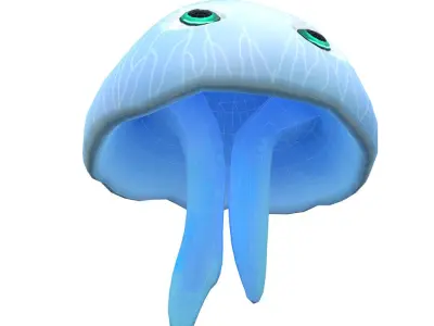 Moon Jelly Fish Cartoon Animated Low-poly 3D model