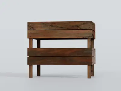 Wooden Fruit Basket - Game Ready Free 3D model