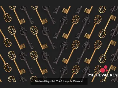 Medieval Keys Sets 01-05 AR low-poly 3D model 3D Model Collection