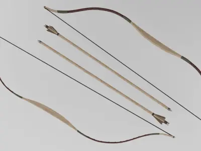 Game Ready Arrow and Bow Weapons Package v1 - 6 Assets Low-poly 3D model