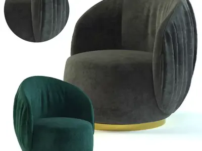 armchair-01 swivel chair velvet with gold legs Free 3D model