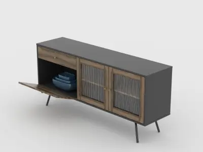 Blue Sideboard Free low-poly 3D model