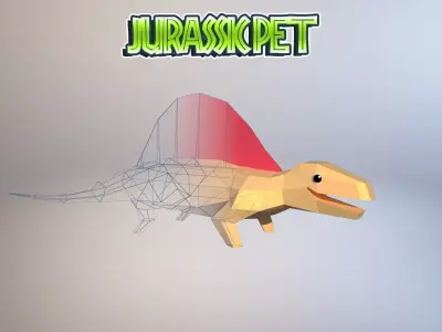 Dimetrodon jurassic pet Low-poly 3D model