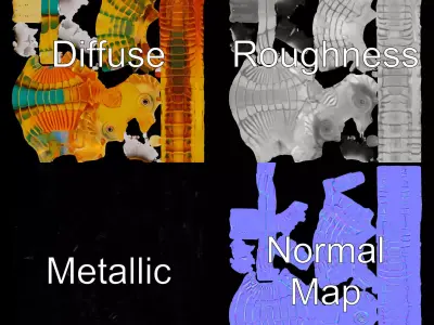 Vibrant Seahorse model pack Low-poly 3D model