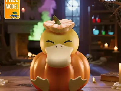 Free psyduck halloween style Free 3D print model