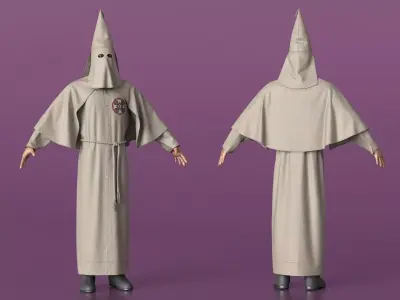 Character Ku Klux Klan in Old Mantle and Mask 3D model