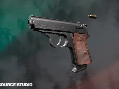 Walther PPK LowPoly Gameready by SoutSource Studio Low-poly 3D model