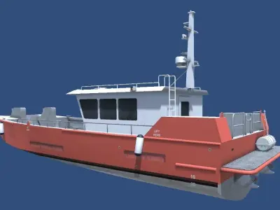 Workboat vessel Low-poly 3D model