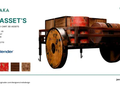 Rusted Cart Wagon 3D Assets Low-poly 3D model