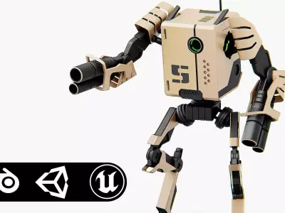 MILITARY DROID K-800 Rigged for Unreal Engine - Unity - MIXAMO 3D model