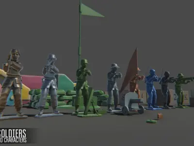Toy Soldiers Low-poly 3D model