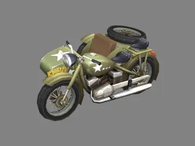 Cartoon tricycle - camouflage Low-poly 3D model