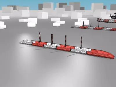 White and Red Road Traffic Barrier - Part 23 - Low-poly 3D model
