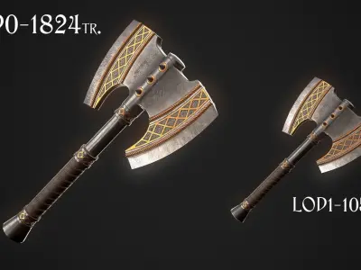 Fantasy Axe 2C Low-poly 3D model