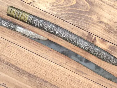 3 low poly swords from eastern culture Low-poly 3D model