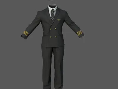 Airline pilot uniform Low-poly 3D model