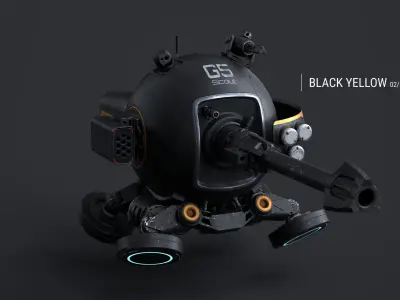 Sphere Drone plus props 24 textures sets Low-poly 3D model