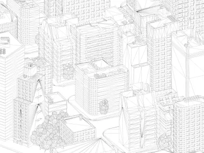 Modern urban highrise building ancillary buildings commercial 3D model