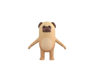 Pug Dog Character 3D model