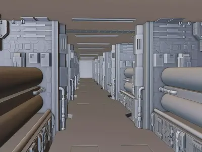 Sci-Fi Dark Corridor Looping Animation 3D model