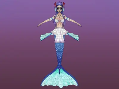 Monster Girl Mermaid Low-poly 3D model