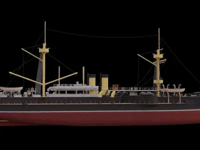 Chinese ironclad Dingyuan 3D model