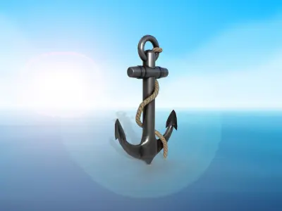 anchor karobelny and ship metal PBR game ready 2 textures Low-poly 3D model