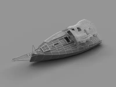 Abandoned small sailboat 3D model