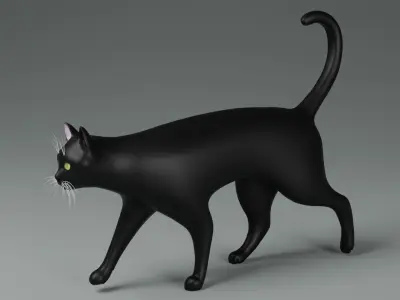 Domestic Black Cat 001 3D model