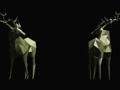 Elk cubism Low-poly 3D model