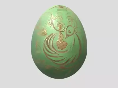 Green Egg With Golden Inlays by Tripo Free low-poly 3D model