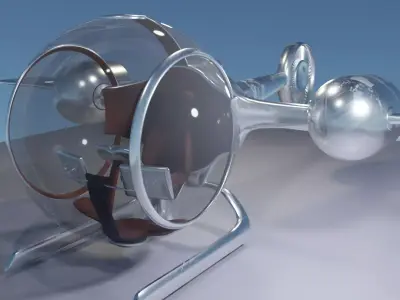 Helicopter futuristic airplane flying in sky 3D model