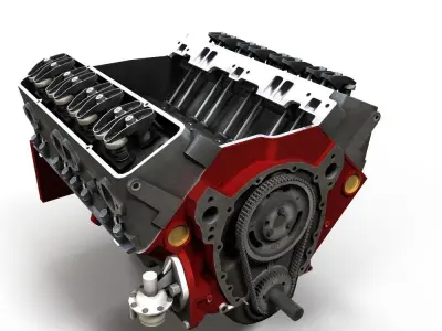 V8 muscle car engine Low-poly 3D model