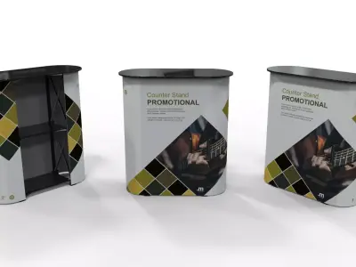 Promotional Pop-Up Counter Stand with Shelves 3D model