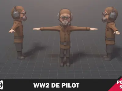 WW2 DE Pilot Low-poly 3D model