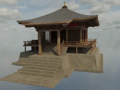 oriental house Low-poly 3D model
