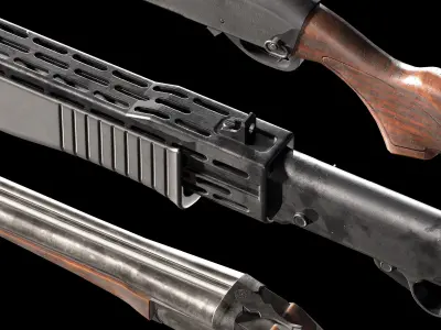 SHOTGUN PACK LOW-POLY PBR Low-poly 3D model