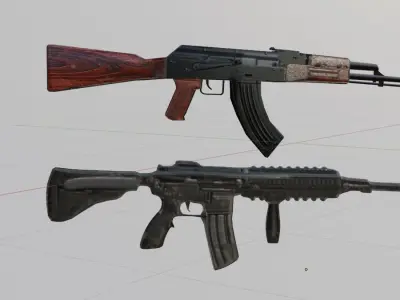 AK47 and M416 Free 3D model